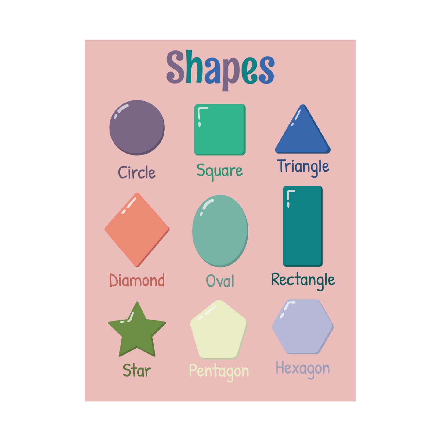 Shiny Pastel Shapes Classroom Poster