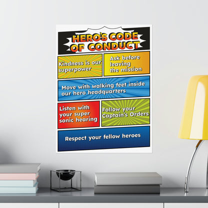 Printable Hero's Code of Conduct Classroom Rules Poster