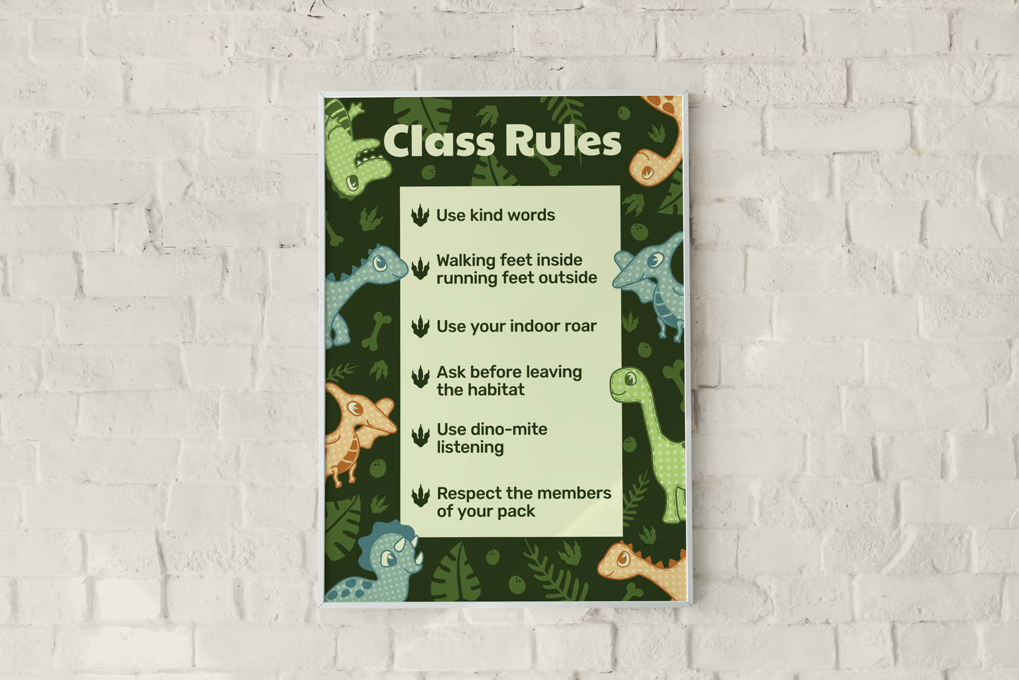 Printable Dino Class Rules Poster