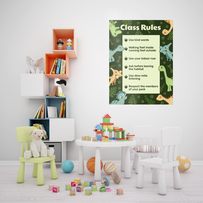 Printable Dino Class Rules Poster