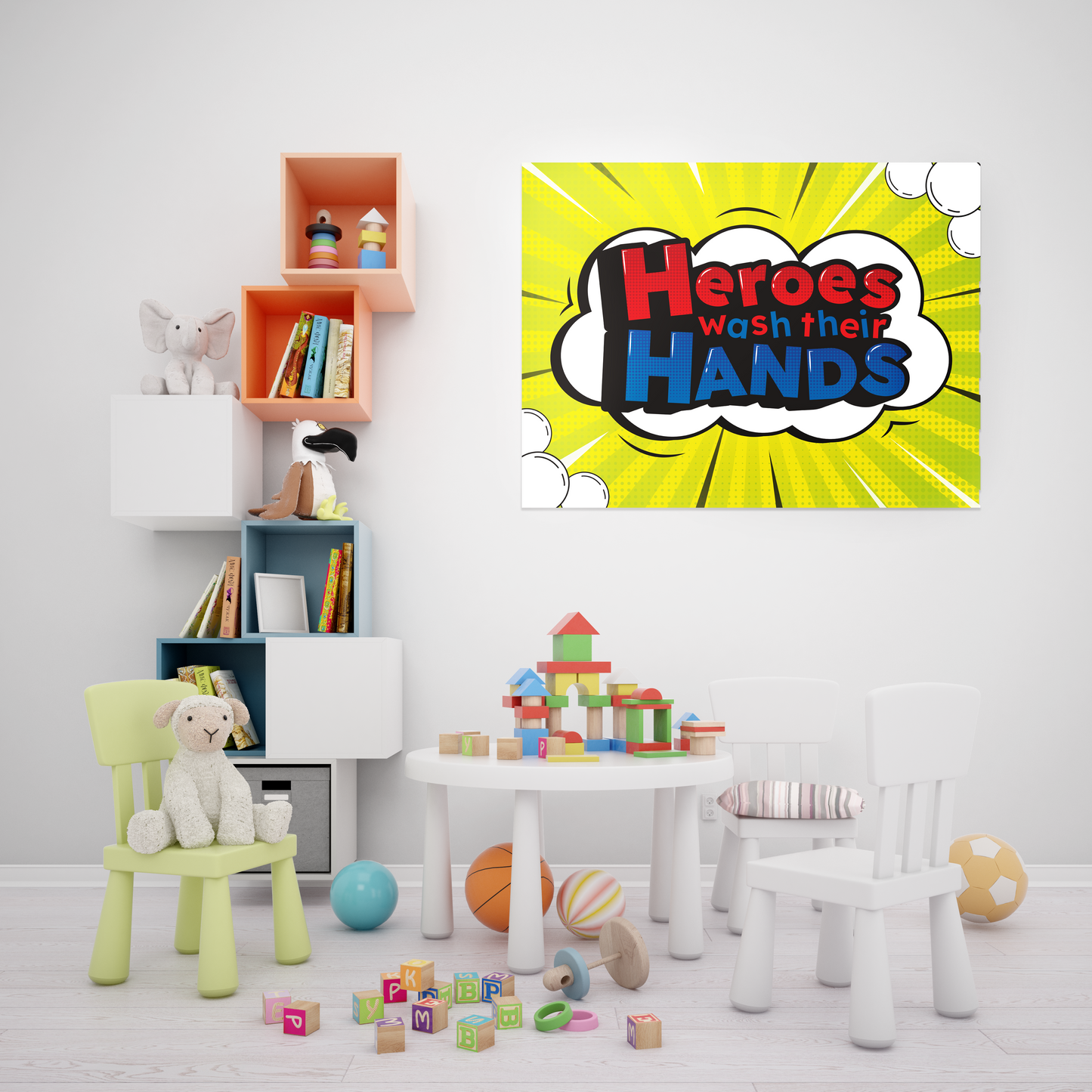 Printable Heroes Wash Their Hands Bathroom Poster