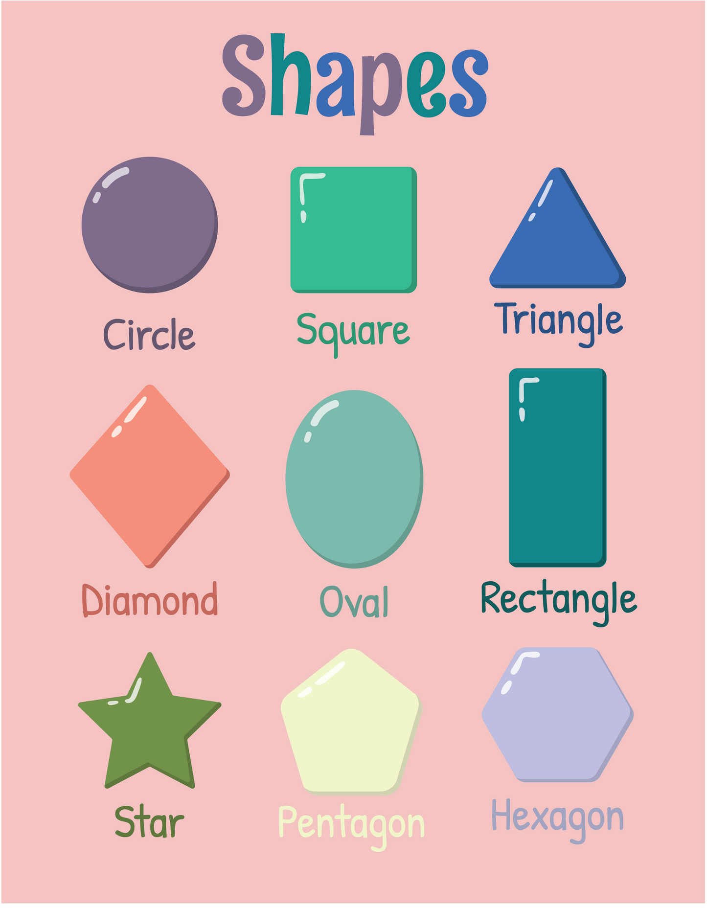 Printable Pastel Shapes Classroom Poster