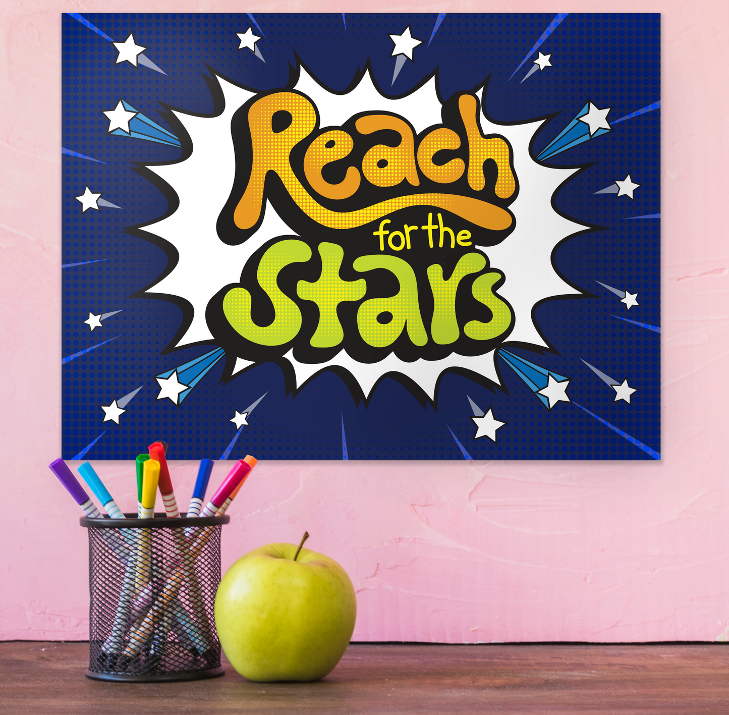 Printable Reach for the Stars Motivational Classroom Poster